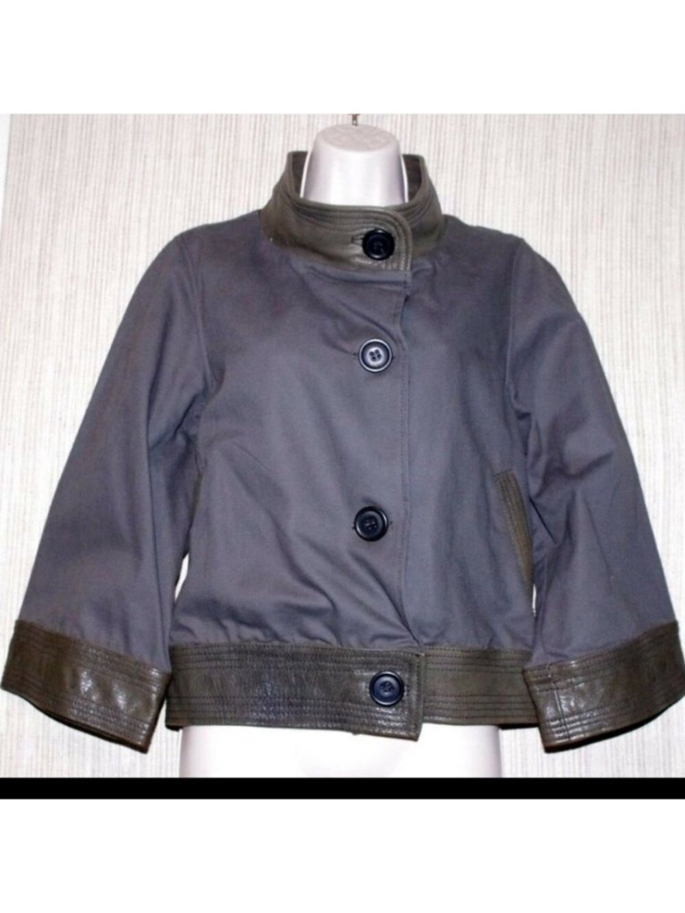 Mike & Chris canvas & leather cropped jacket